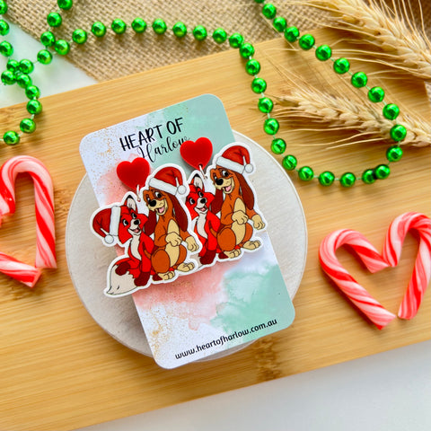 Christmas Fox and Hound Dangle Earrings