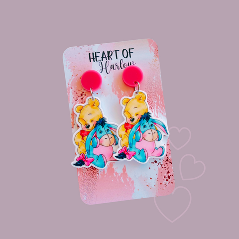 Baby Bear and Donkey Dangle Earrings