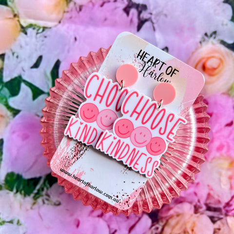 Pink Choose Kindness Dangle Earrings