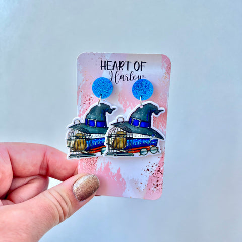 Blue House Dangle Earrings