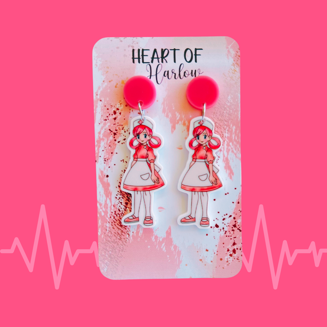 Pink Nurse Dangle Earrings