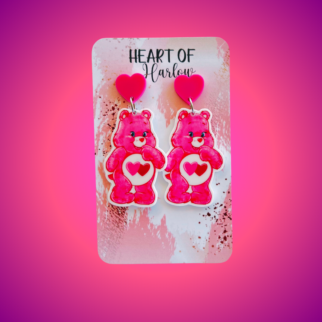 Pink Bear Dangle Earrings