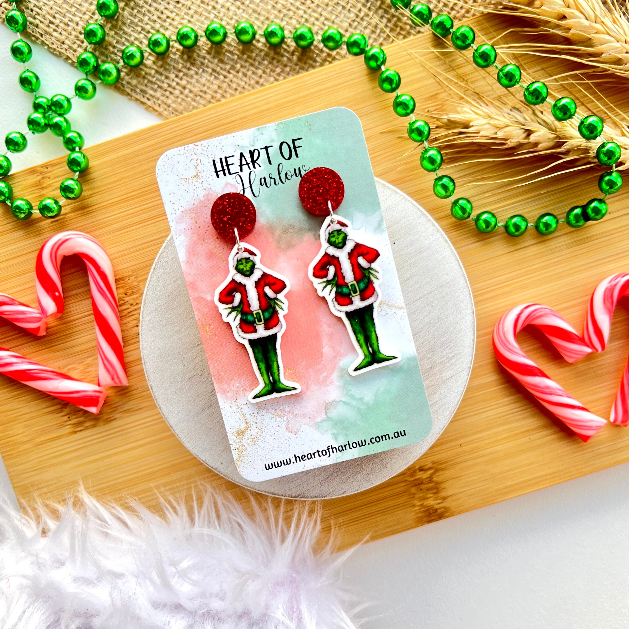 Mr Grinch Standing Dangle Earrings