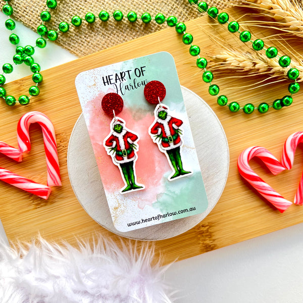 Mr Grinch Standing Dangle Earrings