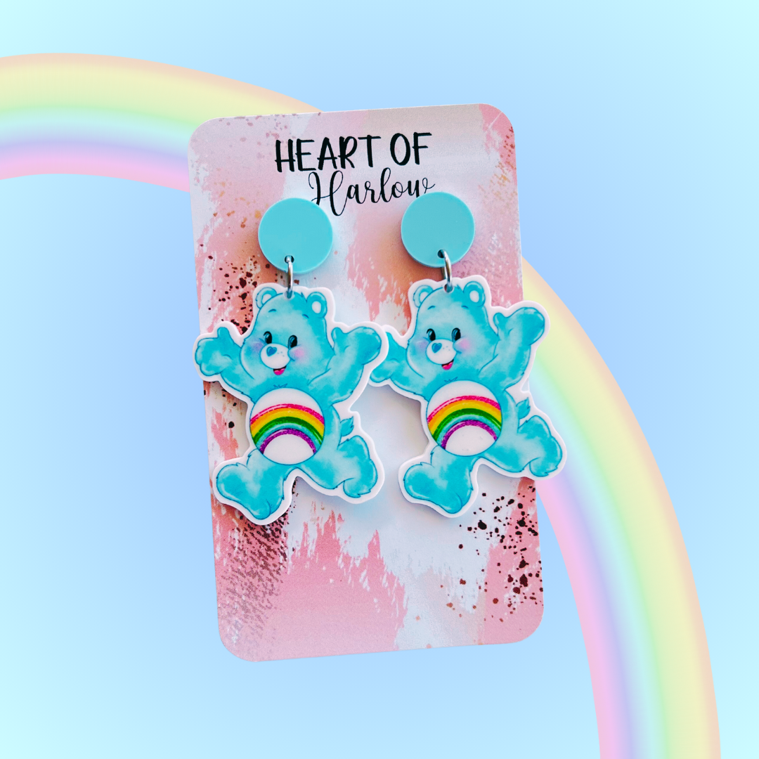 Blue Bear Dangle Earrings