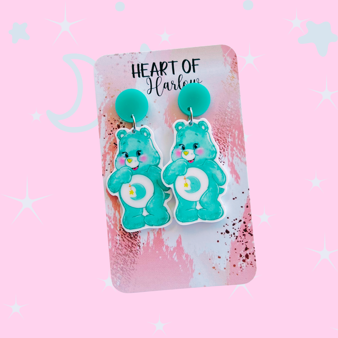 Mint Bear Dangle Earrings