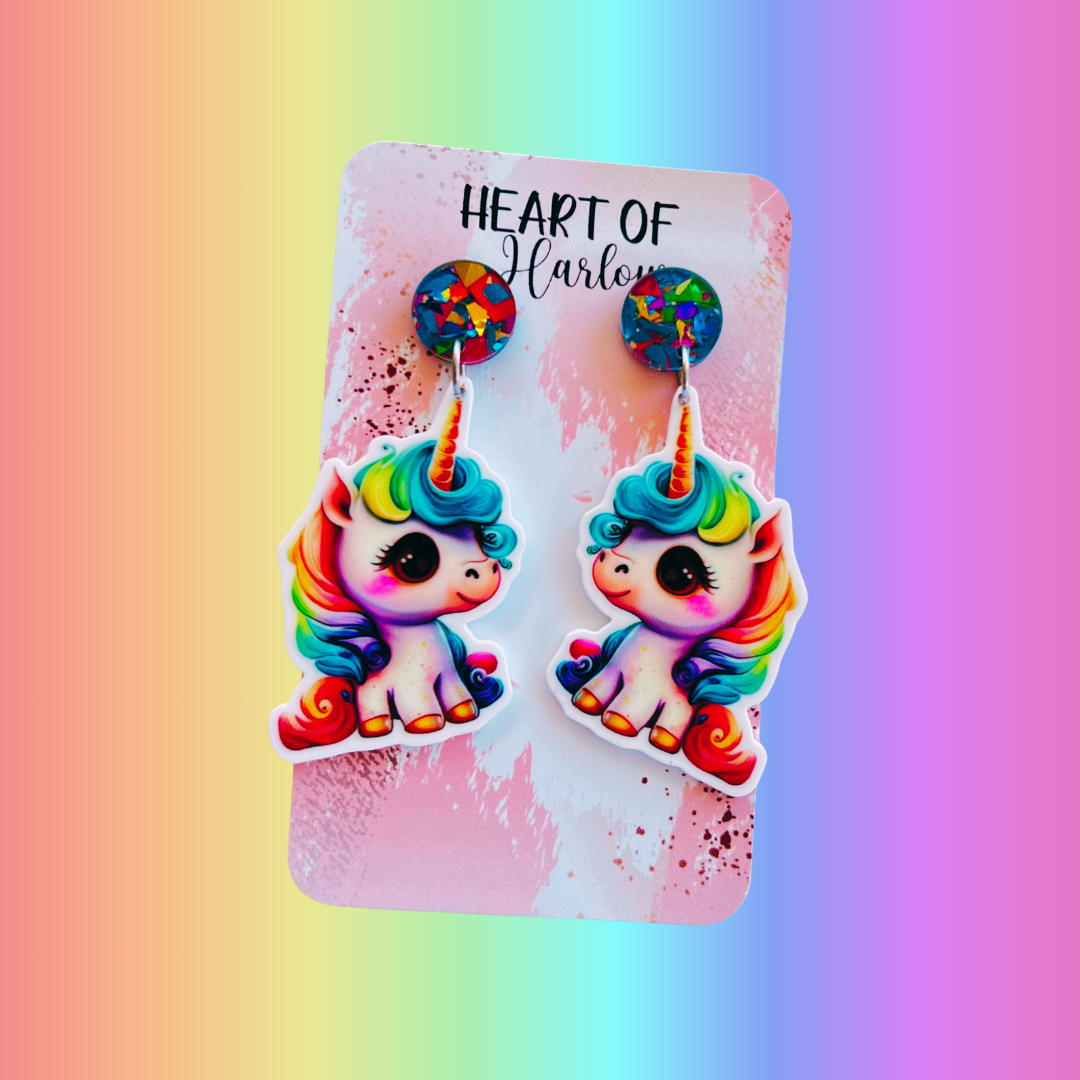 Rainbow Unicorn Dangle Earrings