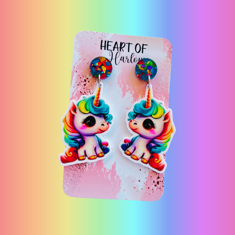 Rainbow Unicorn Dangle Earrings
