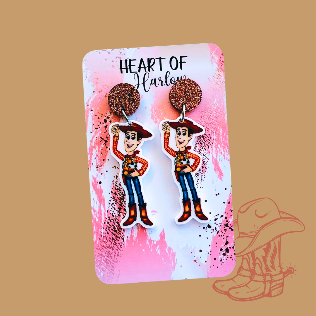 Checkered Cowboy Dangle Earrings