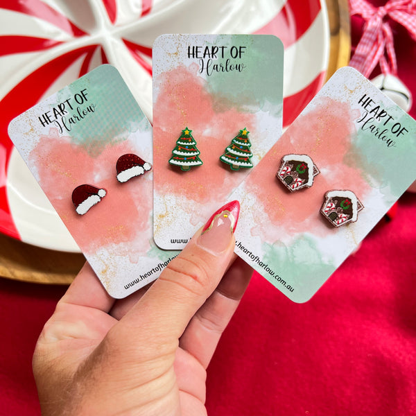 Santa Hat Studs