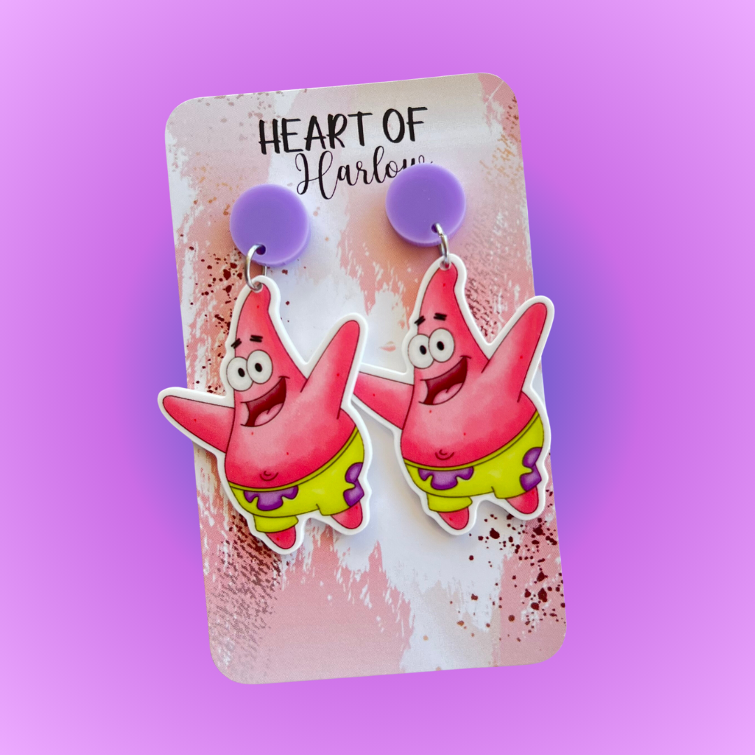 Pink Star Fish Dangle Earrings