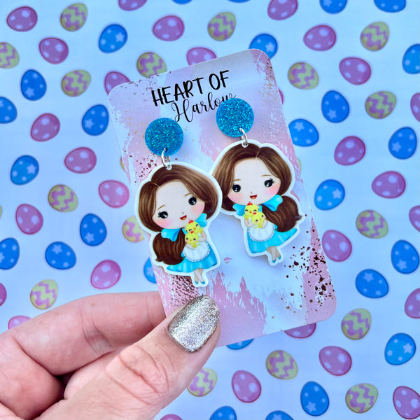 Book Girl Easter Princess Dangle Earrings