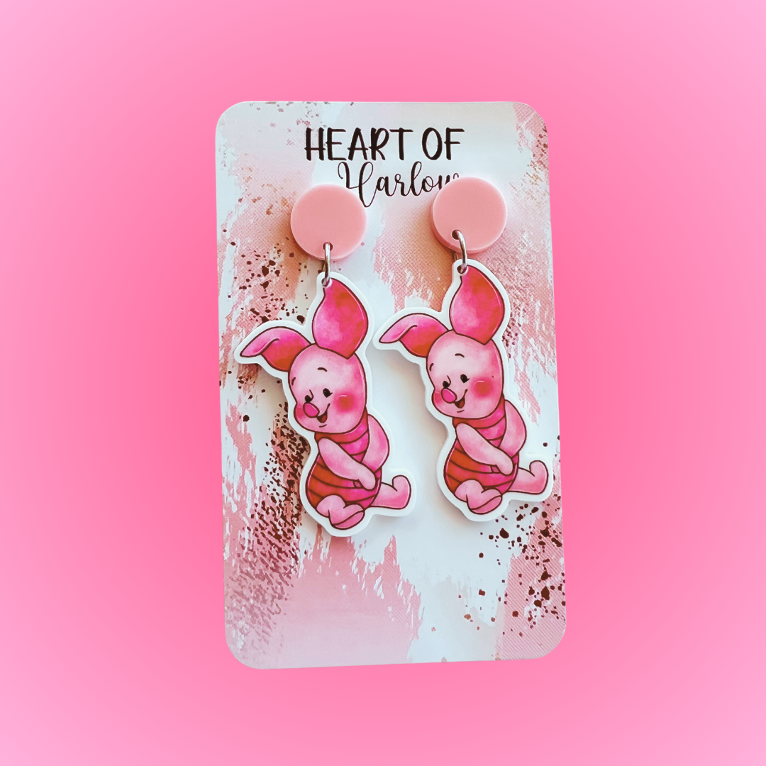 Baby Pink Pig Dangle Earrings