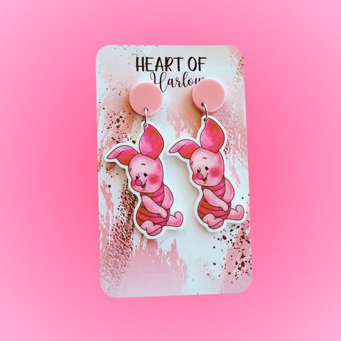 Baby Pink Pig Dangle Earrings