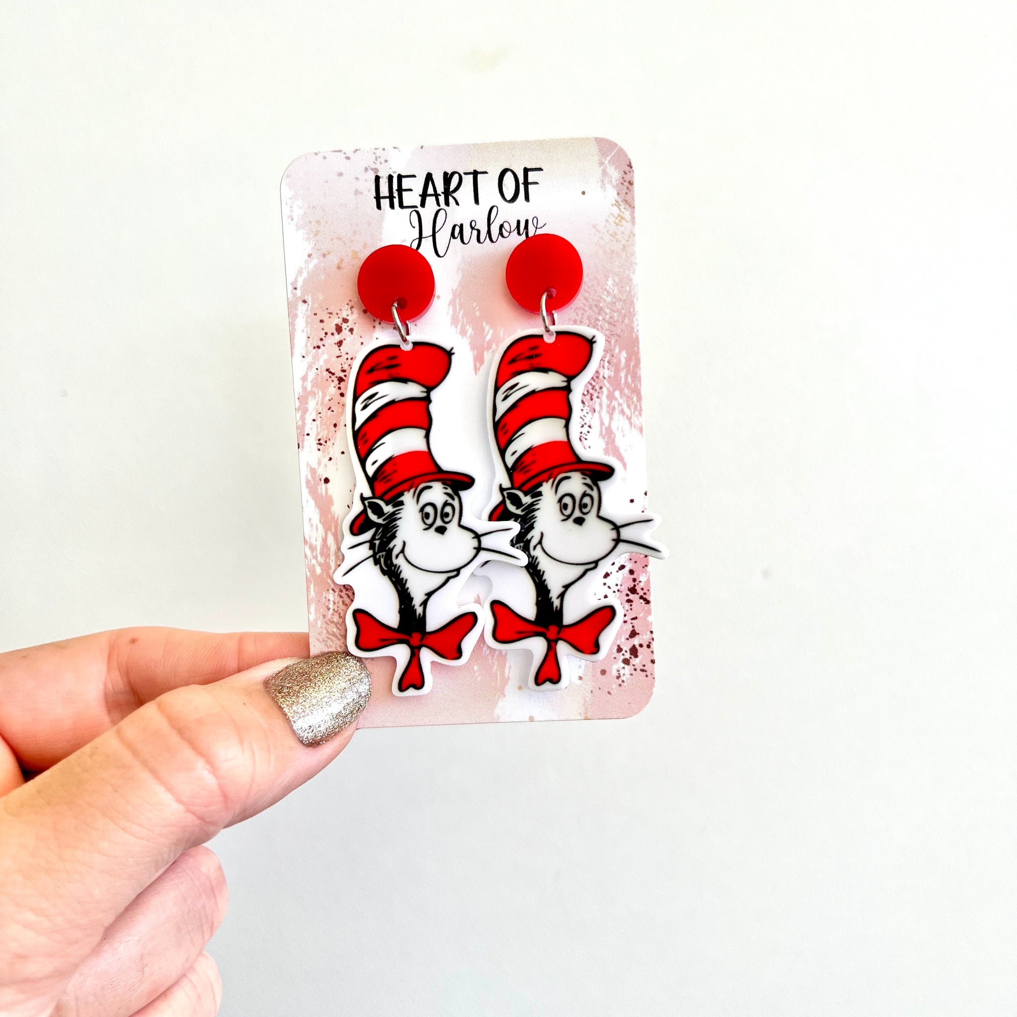 Cat Hat Head Dangle Earrings