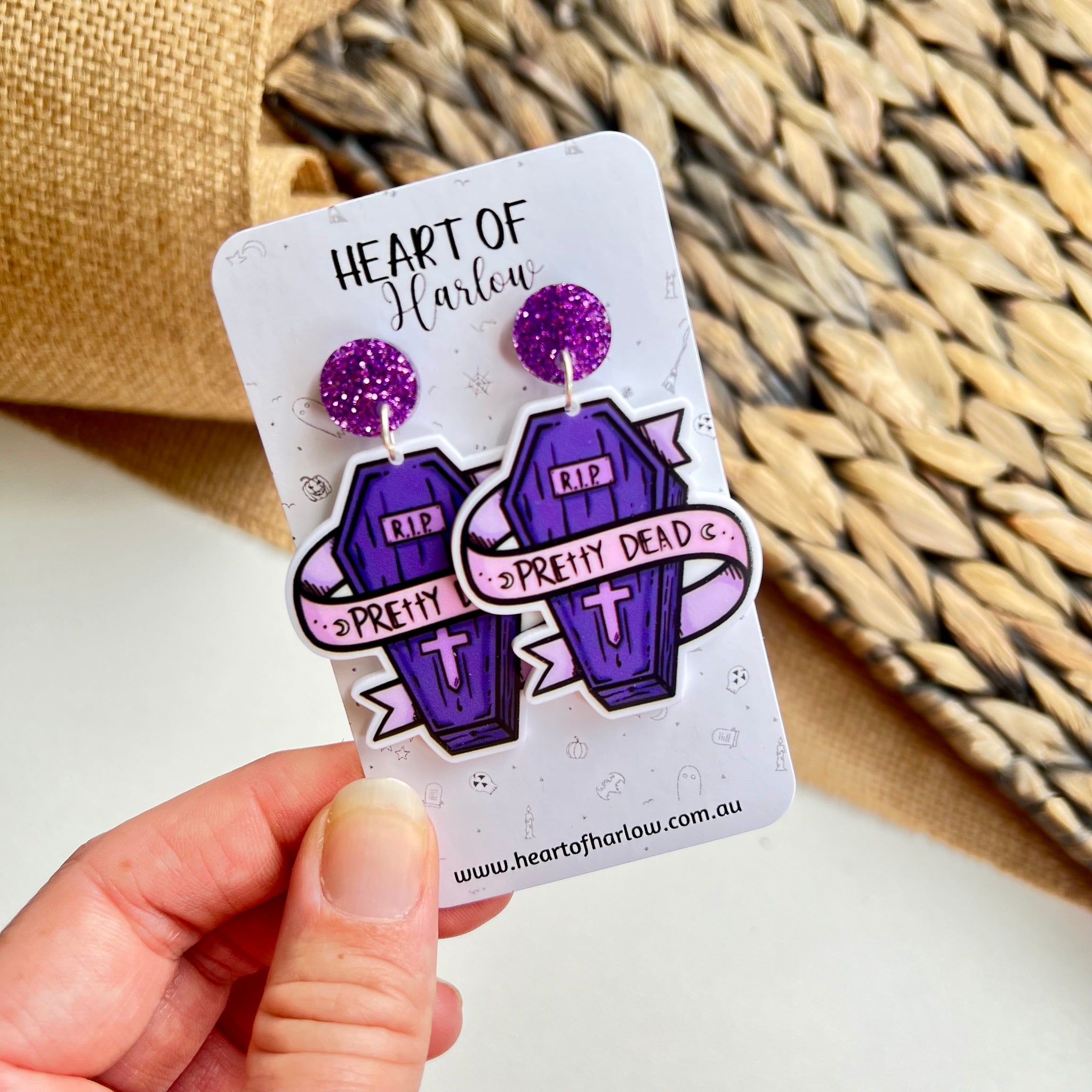 Pretty Dead Coffin Dangle Earrings