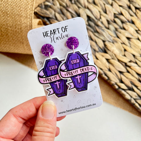 Pretty Dead Coffin Dangle Earrings