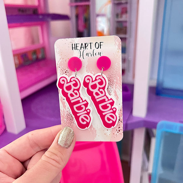 Fashion Doll Word Dangle Earrings