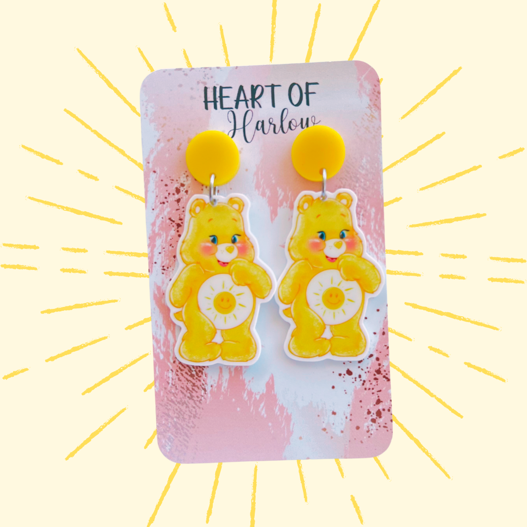 Yellow Bear Dangle Earrings
