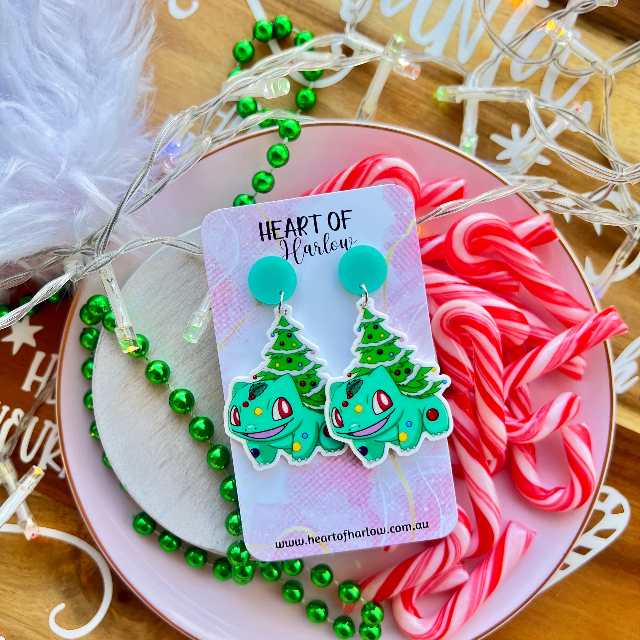 Pocket Pals Christmas Grass Dangle Earrings