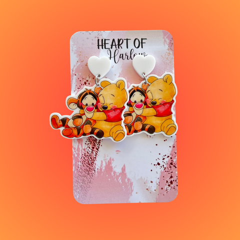 Baby Bear and Tiger Dangle Earrings