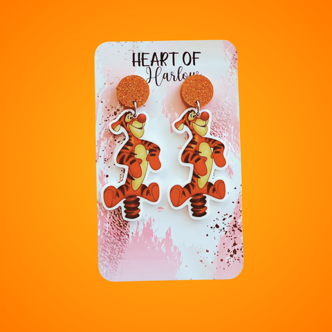 Bouncy Tiger Dangle Earrings