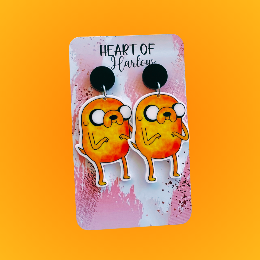 Yellow Dog Dangle Earrings