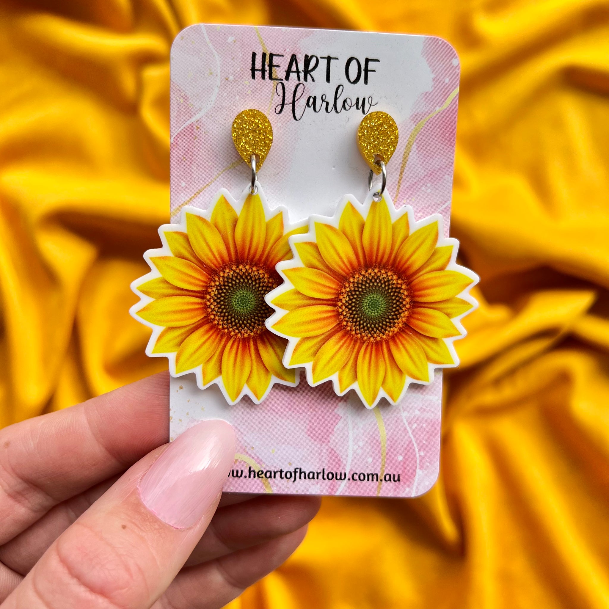 Realistic Sunflower Dangle Earrings