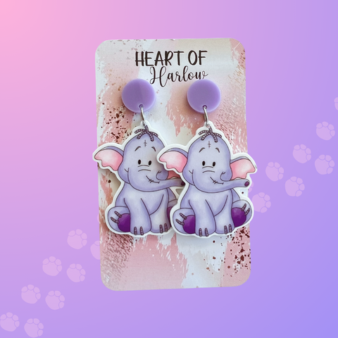 Purple Elephant Dangle Earrings