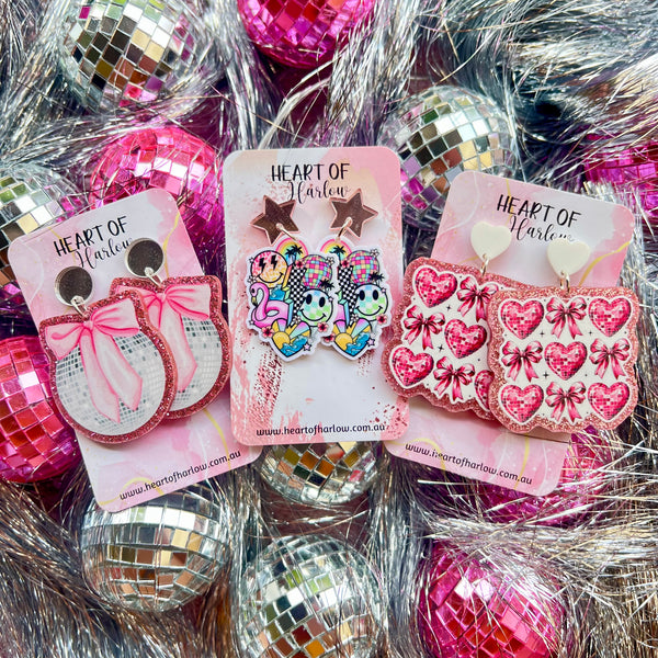 Disco Love & Bows Dangle Earrings