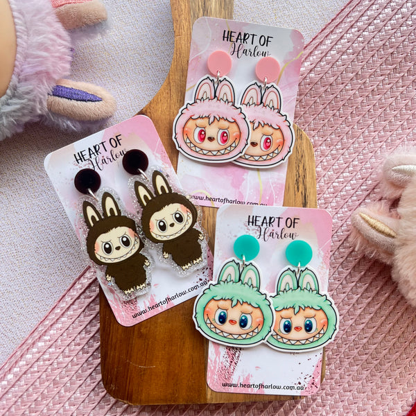 Pink Furry Friend Dangle Earrings