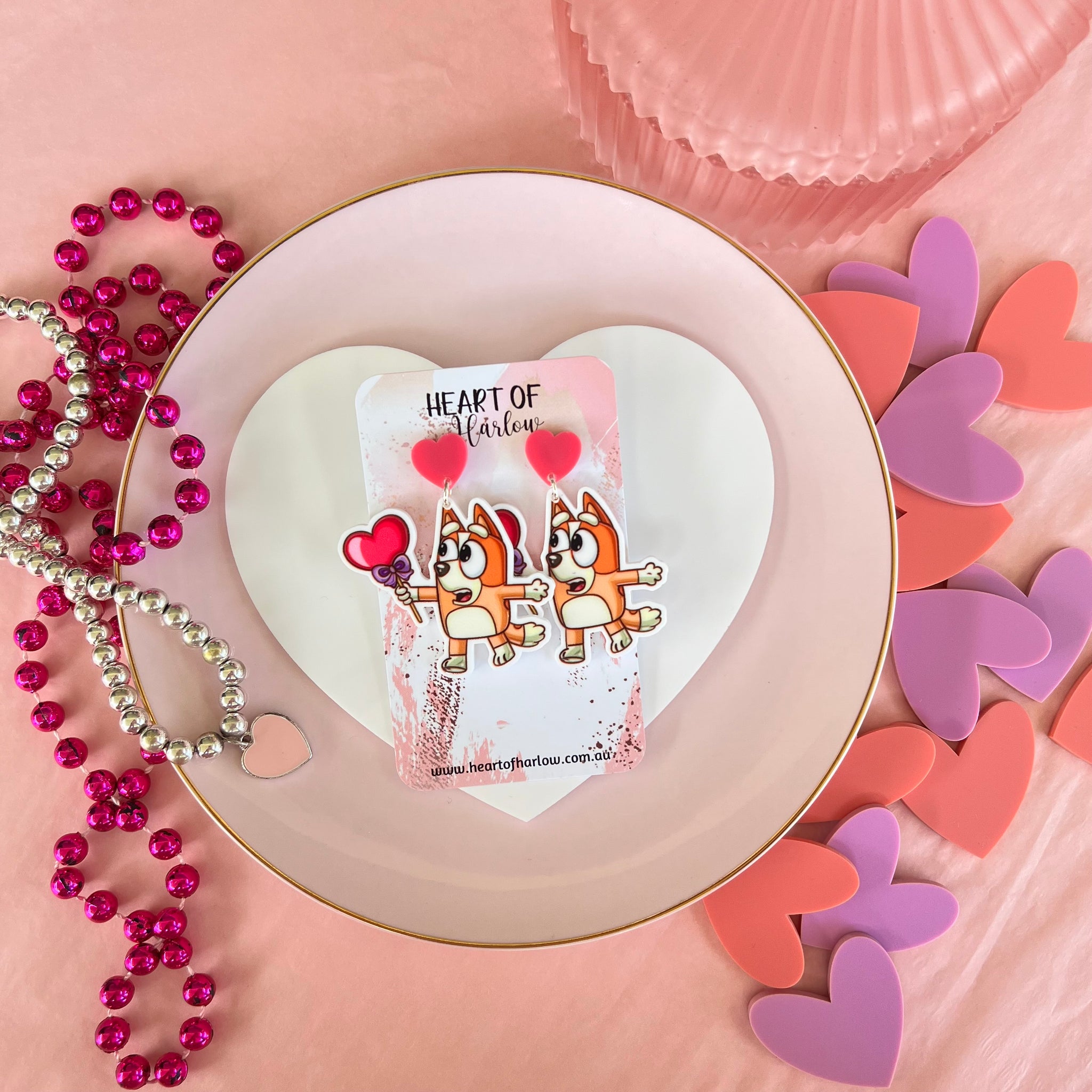 Aussie Orange Dog Heart Dangle Earrings