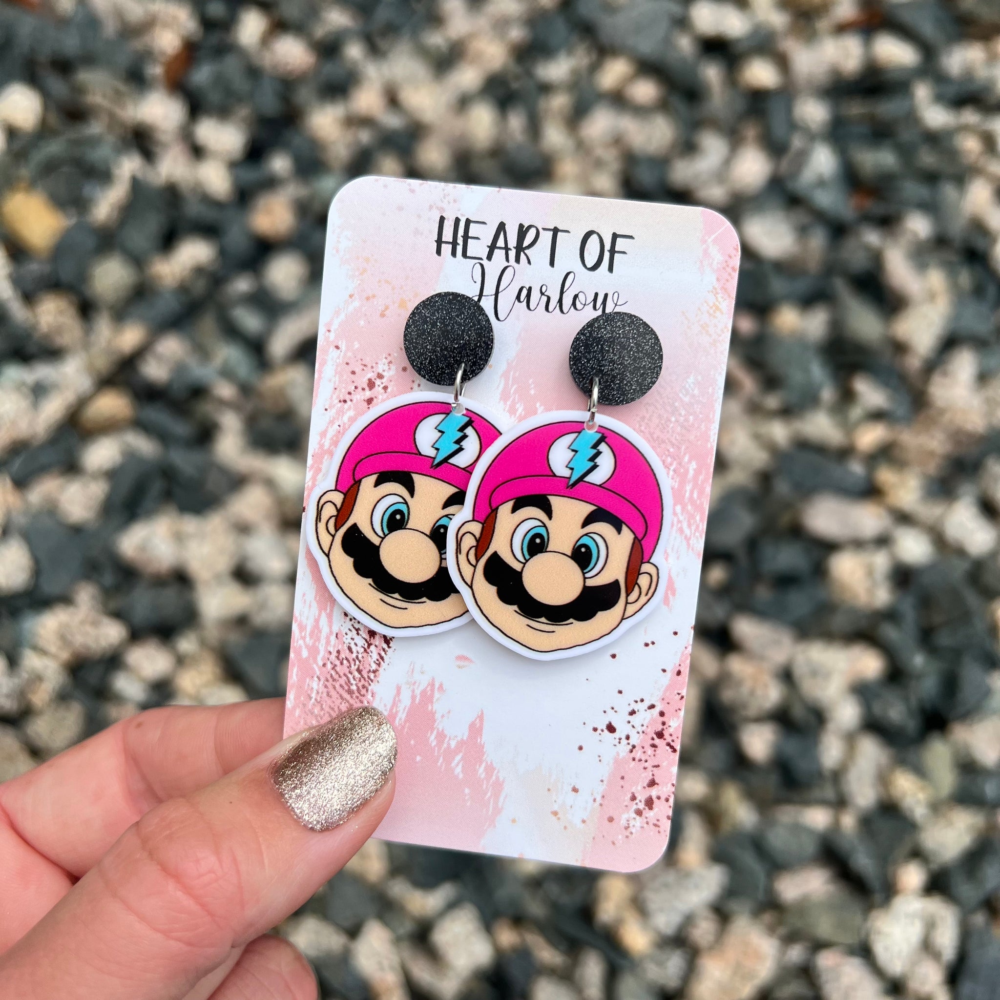 Red Plumber Brothers Head Dangle Earrings