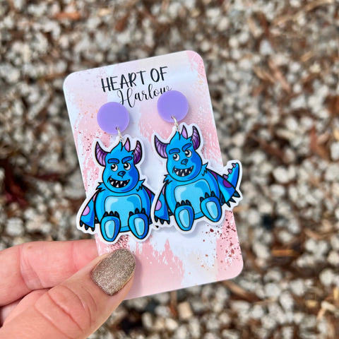 Monsters. Blue Dangle Earrings