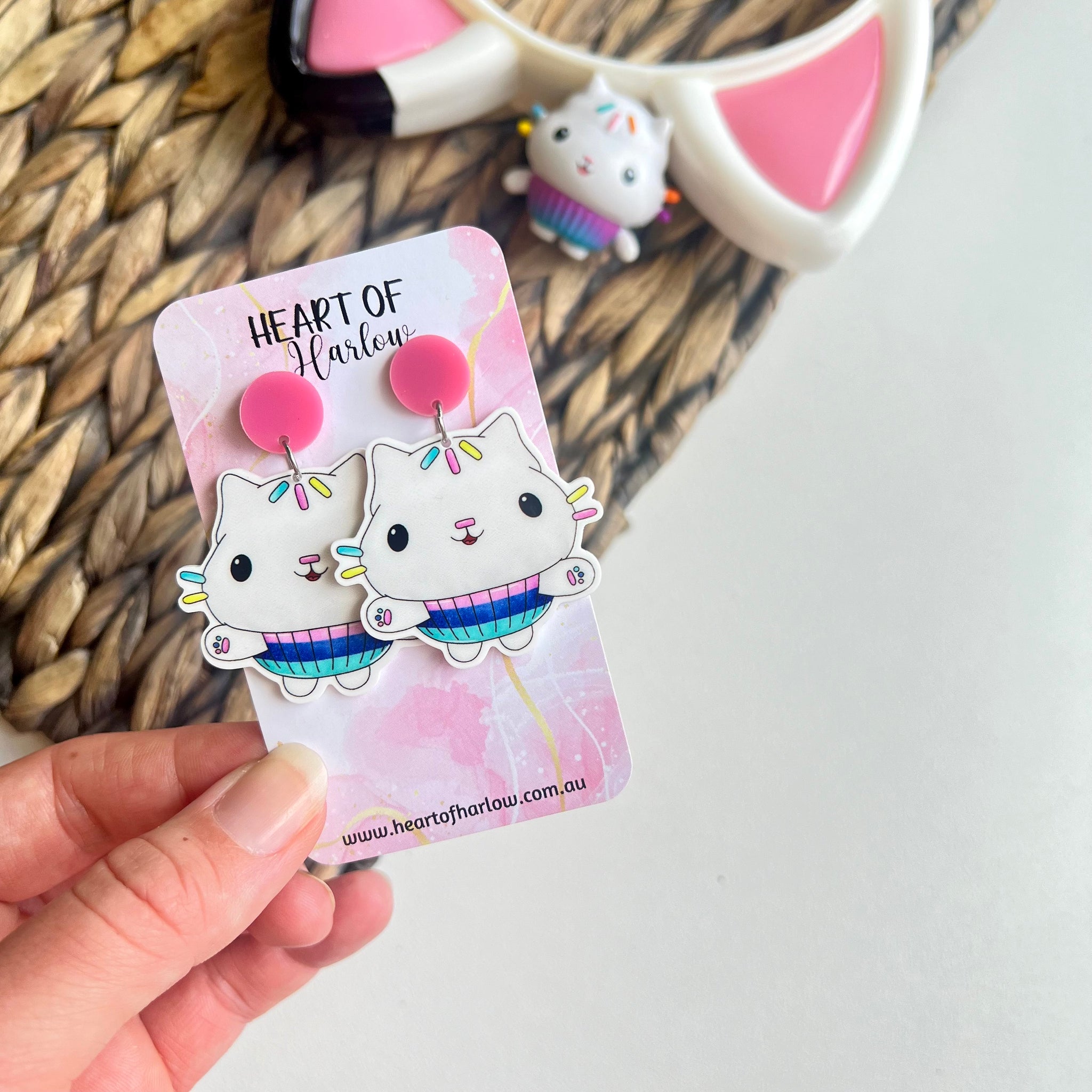 Cake Cat Dangle Earrings