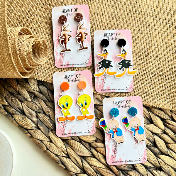 Tunes Yellow Bird Dangle Earrings