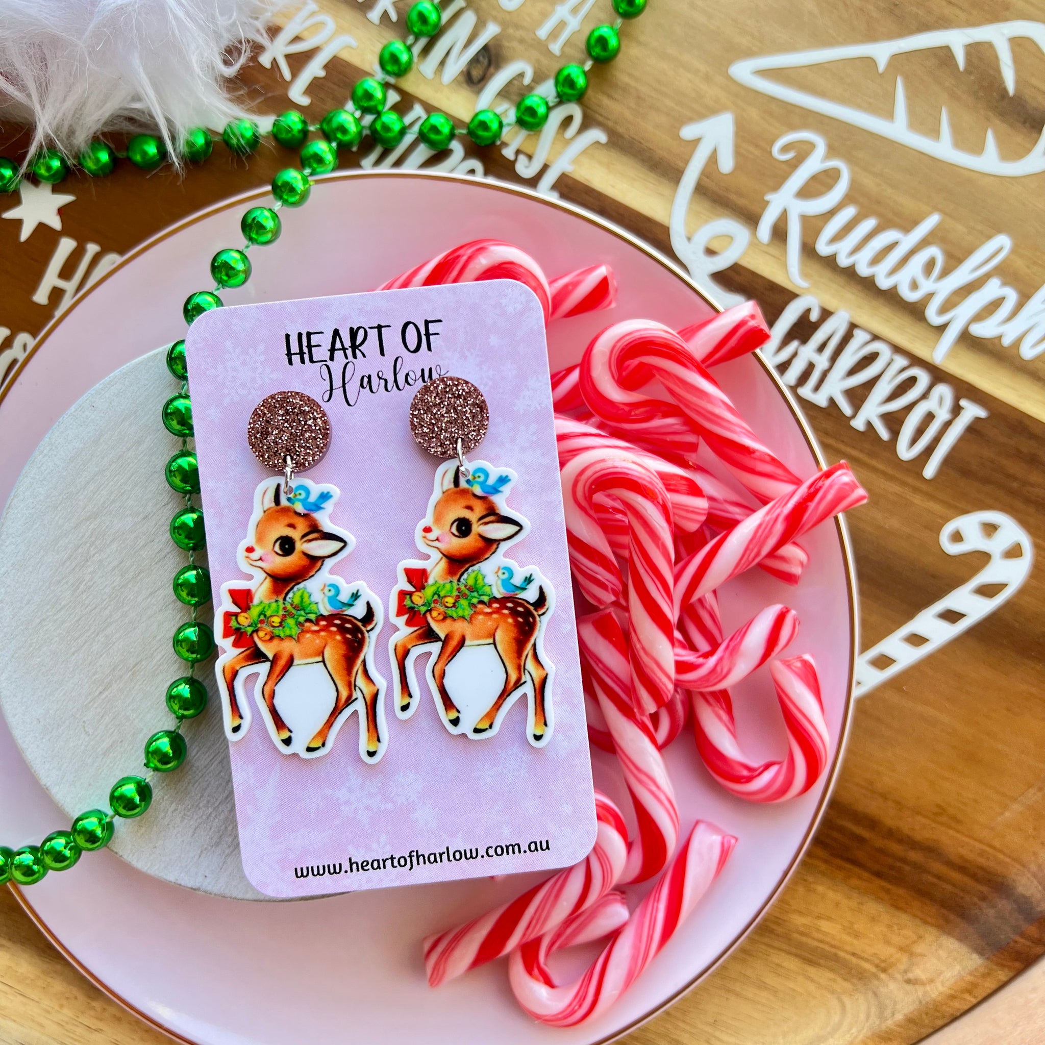 Christmas Deer Dangle Earrings