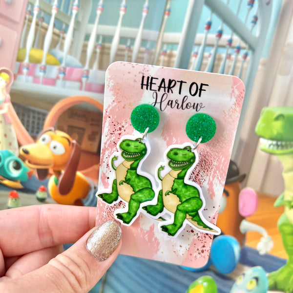 Toy T-Rex Dangle Earrings