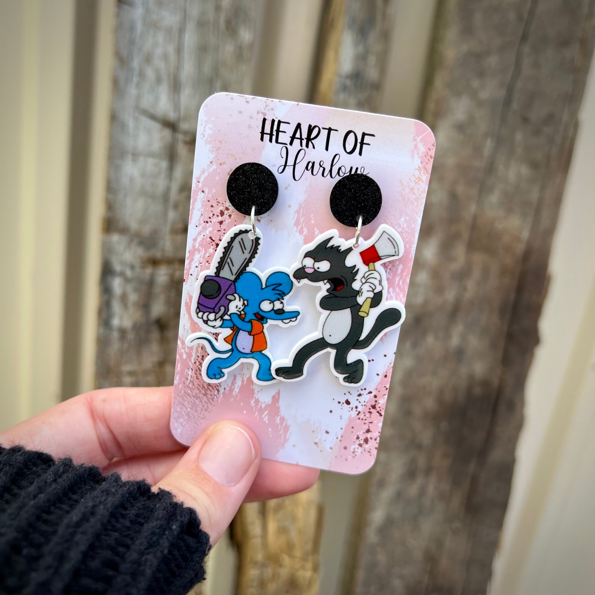 Horror Itchy and Scratchy Dangle Earrings