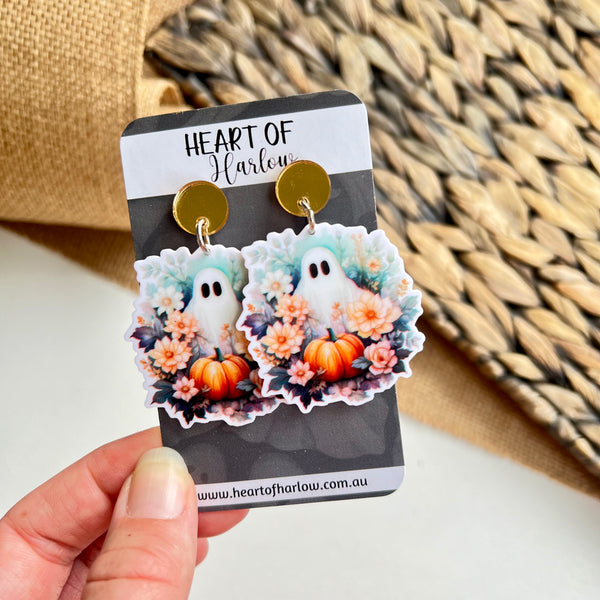 Pumpkin Ghost Dangle Earrings