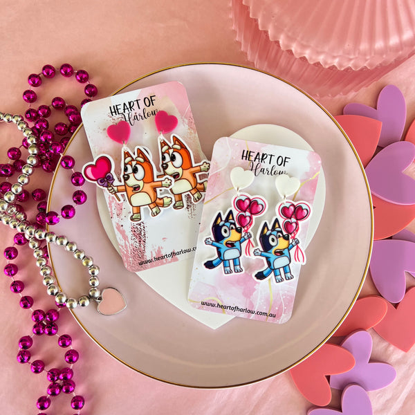 Aussie Orange Dog Heart Dangle Earrings