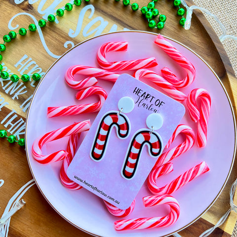 Candy Cane Dangle Earrings