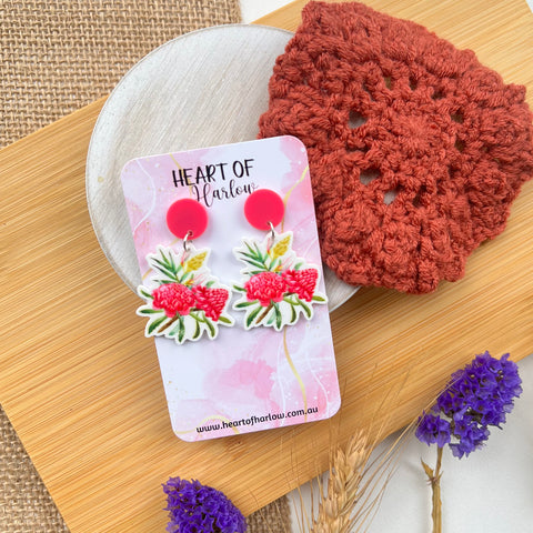 Australian Flora Waratah Dangle Earrings