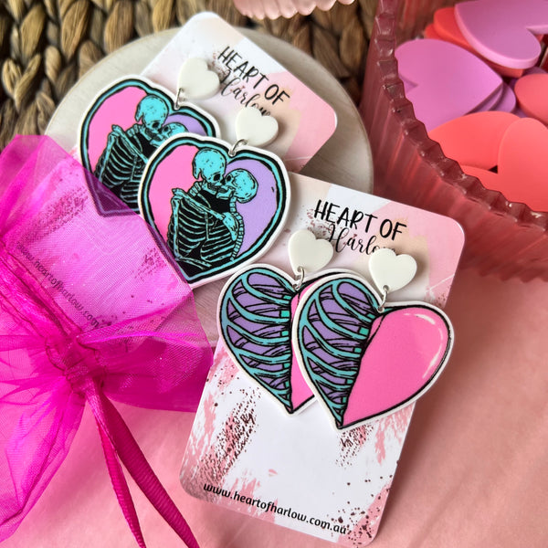 Caged Heart Dangle Earrings