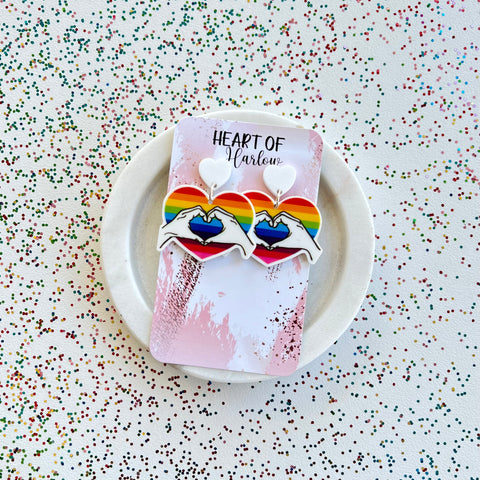 Bright Hands Heart Dangle Earrings