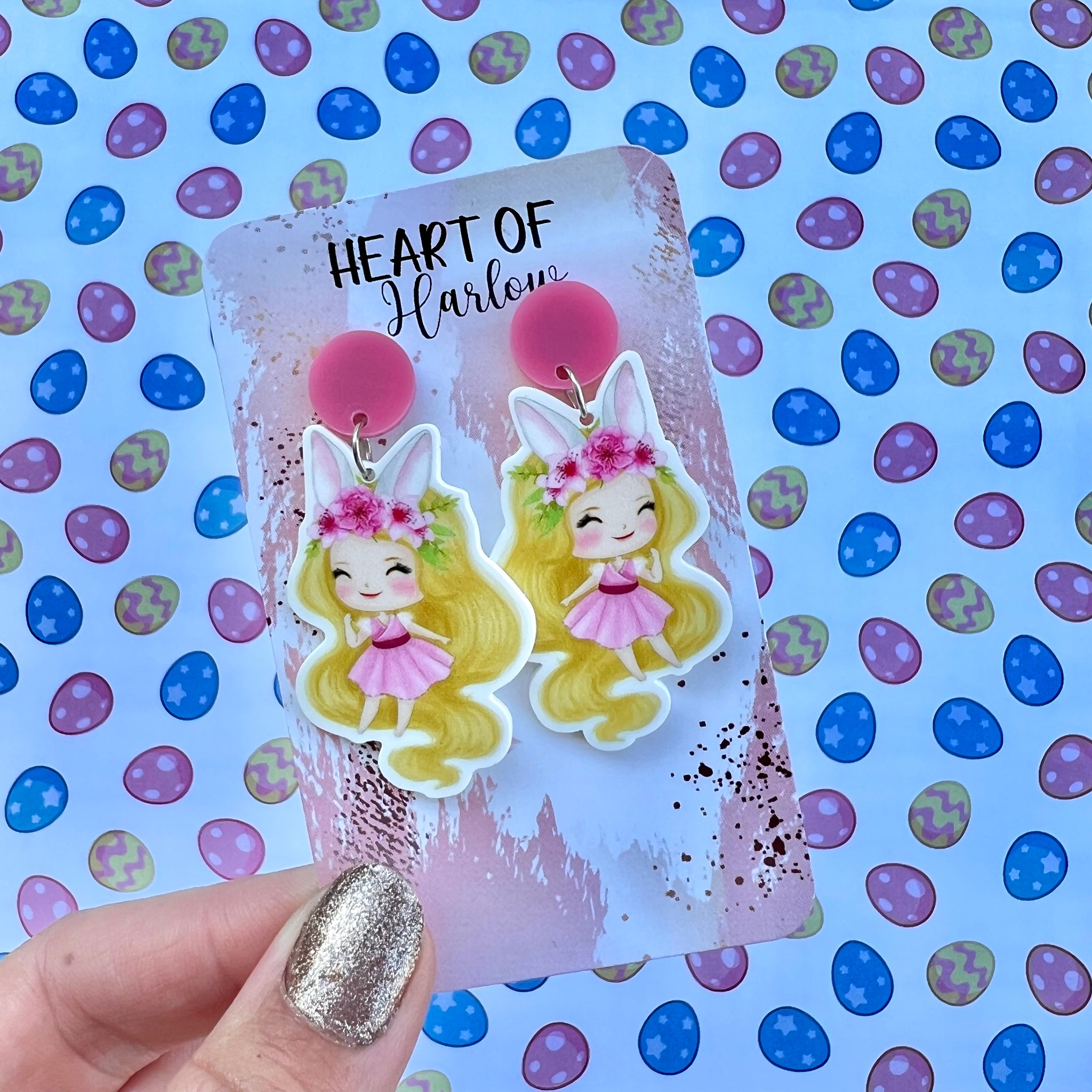 Pink Easter Princess Dangle Earrings