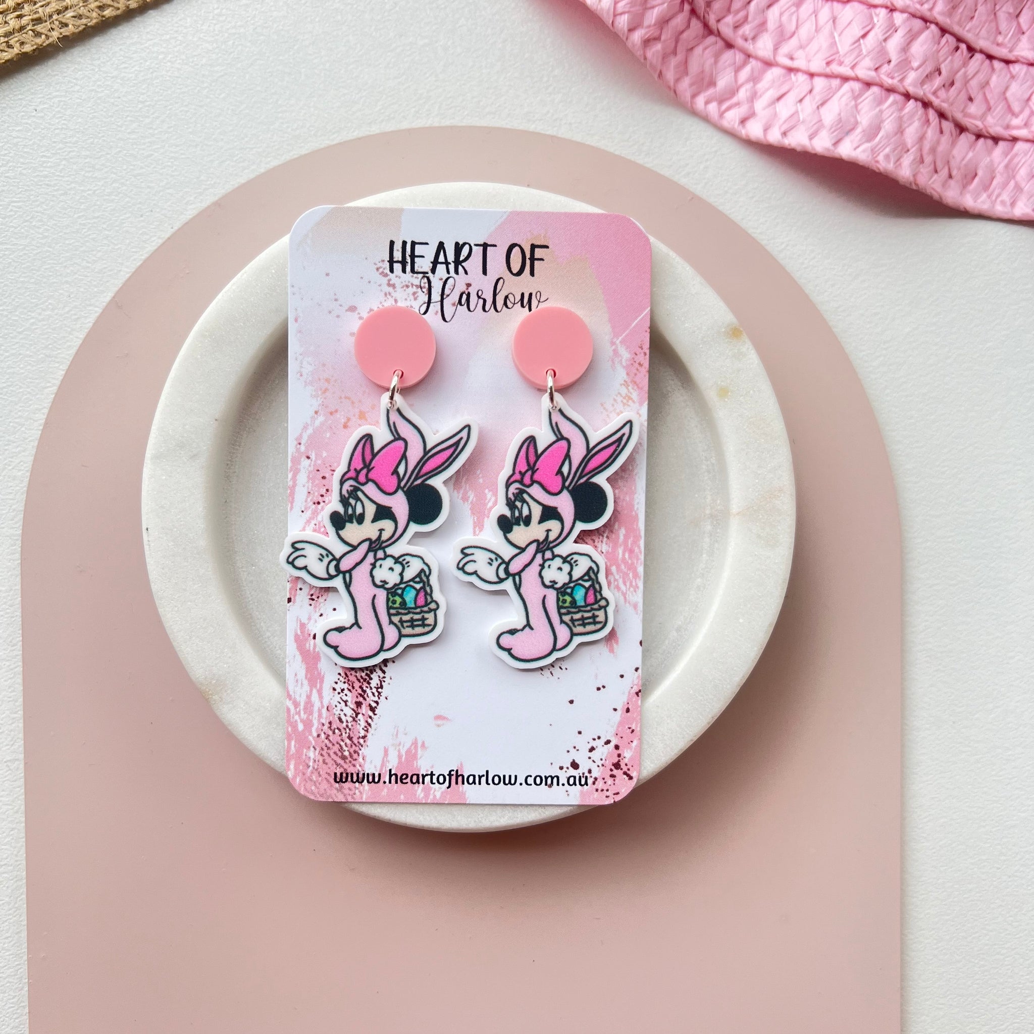 Easter Pink Mouse Dangle Earrings