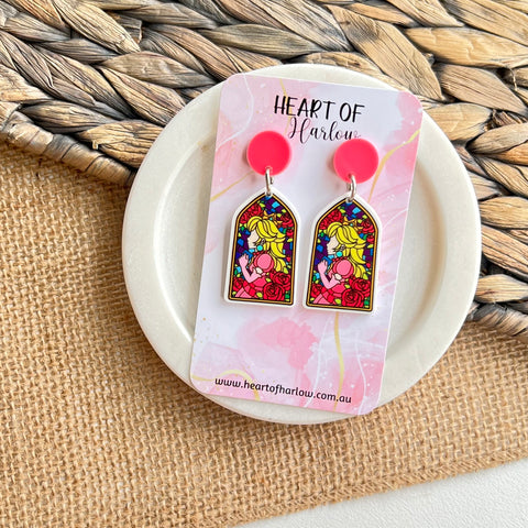 Stained Glass Peach Dangle Earrings