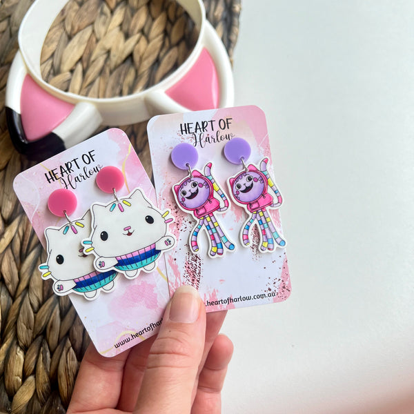 DJ Cat Dangle Earrings