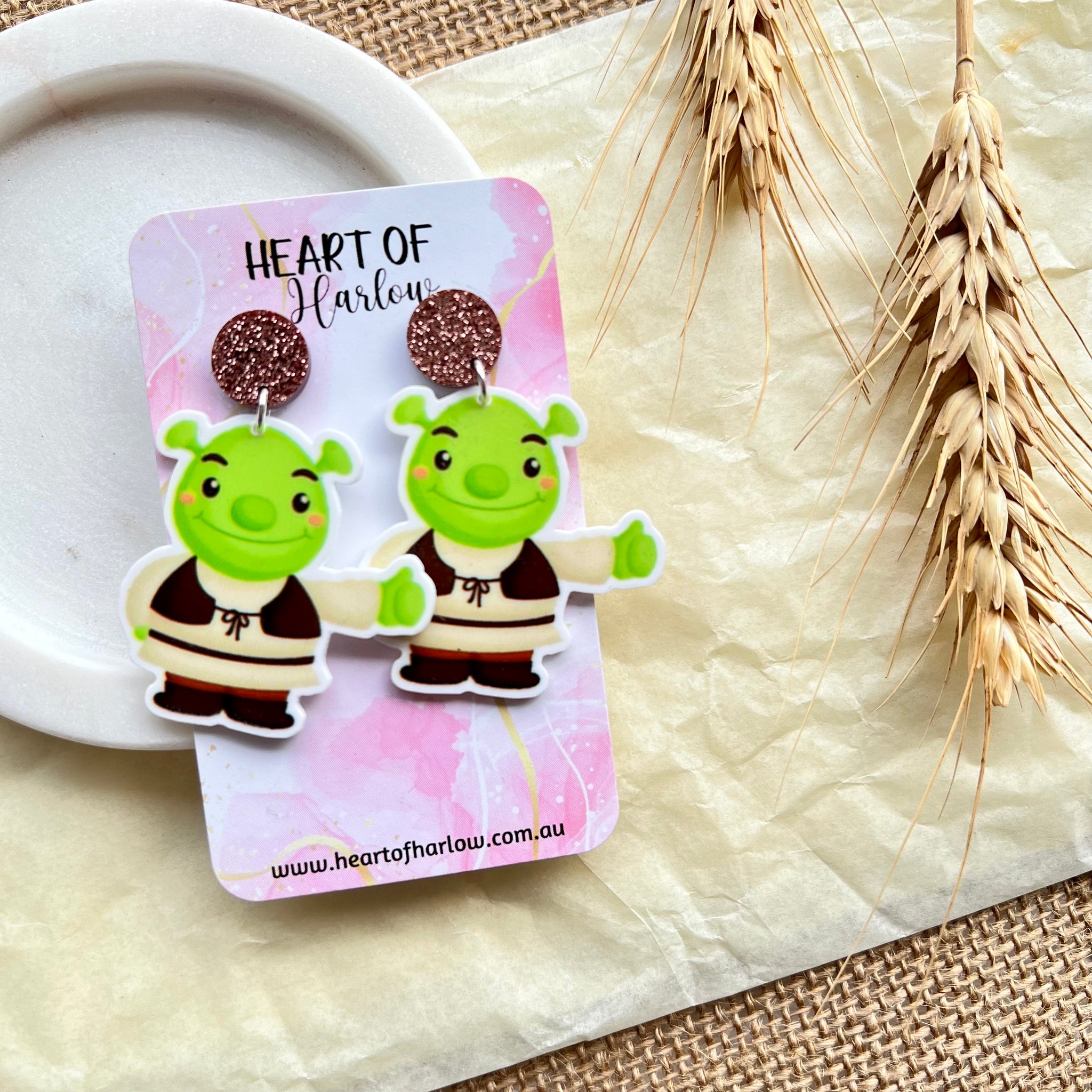 Green Ogre Dangle Earrings